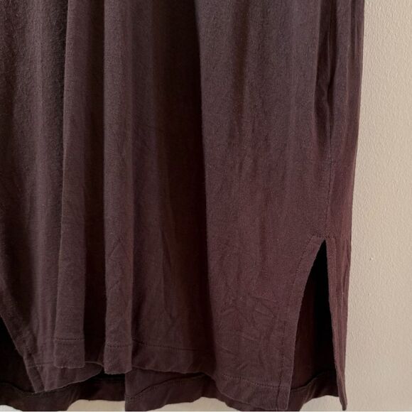 White + Warren Mother of Pearl Button Collared Short Sleeve Midi Dress in Brown - Picture 6 of 13